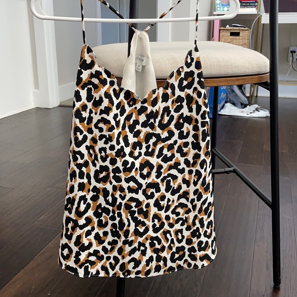 Leopard j crew scalloped tank top